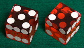 Two casino craps dice.