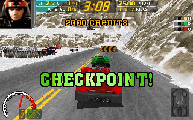 Carmageddon Race Checkpoint in the snow.