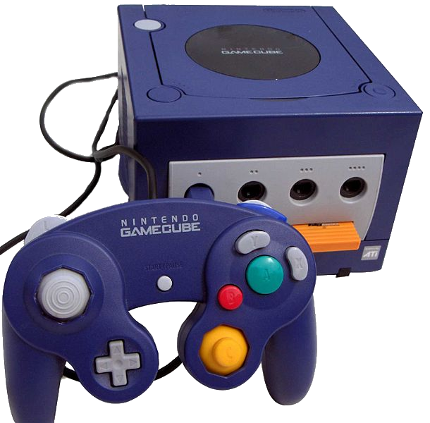 purple GameCube® game console with controller.