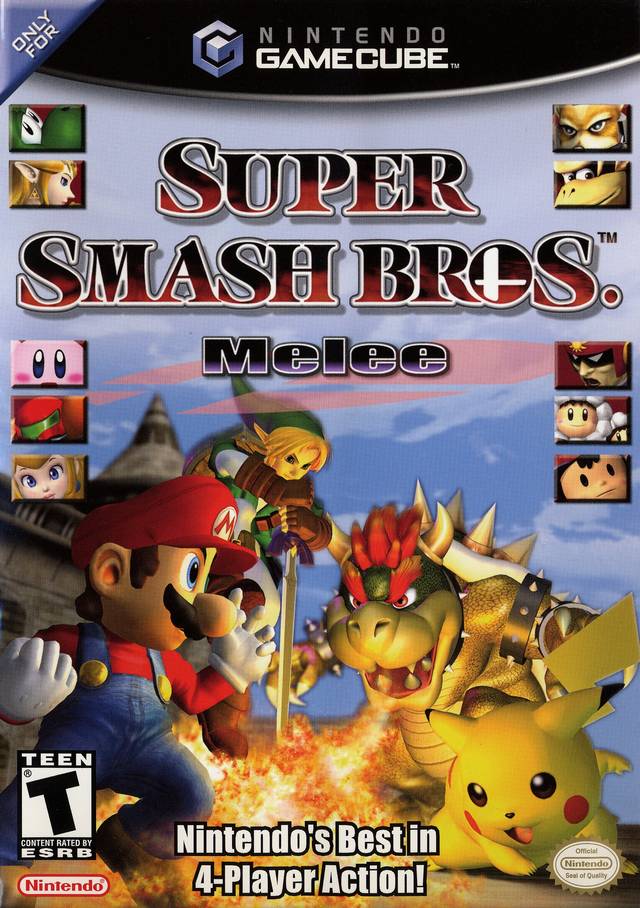 GameCube® Super Smash Bros Melee game box front.