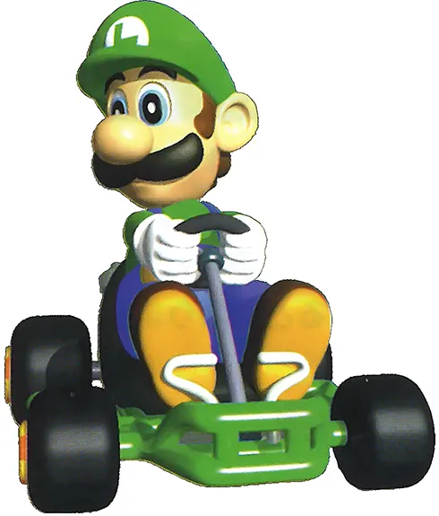 Luigi on a kart.