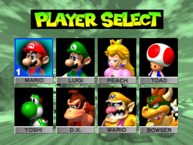 Mario Kart 64 - Player Select Screen.