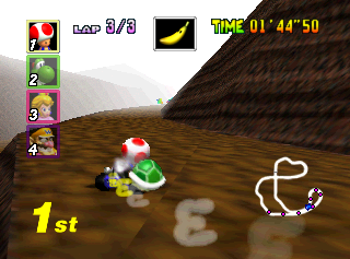 Mario Kart 64 - Flower Cup - Choco Mountain Cliff.