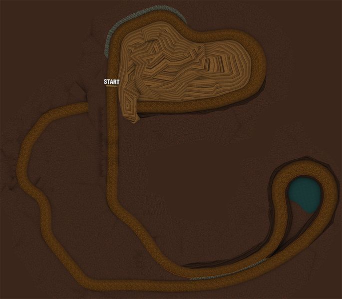 Mario Kart 64 - Flower Cup - Choco Mountain raceway map.