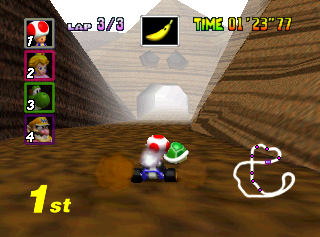 Mario Kart 64 - Flower Cup - Choco Mountain Tunnel.
