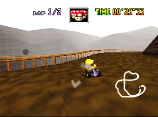 Mario Kart 64 - Flower Cup - Choco Mountain railing.