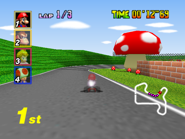 Mario Kart 64 - Flower Cup - Mario Raceway 3.