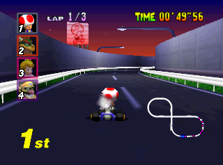 Mario Kart 64 - Flower Cup - Toad's Turnpike 3.