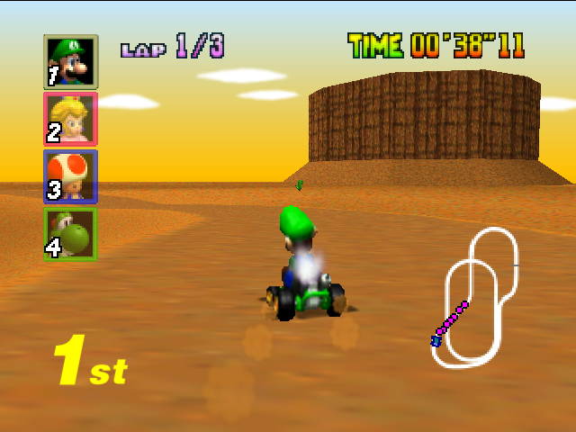 Mario Kart 64 - Mushroom Cup - Kalimari Desert 1.