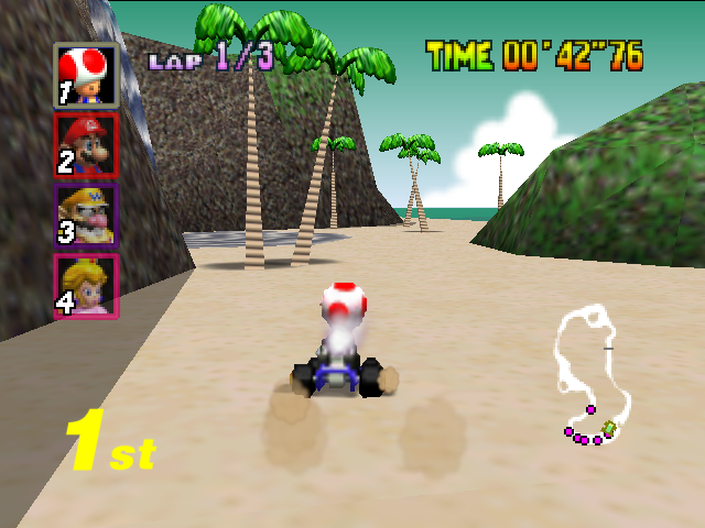 Mario Kart 64 - Mushroom Cup - Koopa Troopa Beach 1.