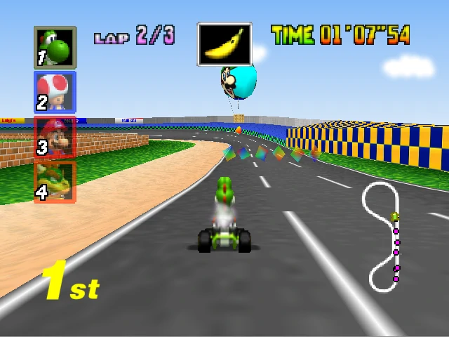 Mario Kart 64 - Mushroom Cup - Luigi Raceway - Yoshi.