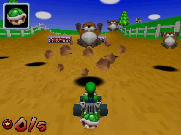 Mario Kart 64 - Mushroom Cup - Moo Moo Farm Raceway - Chubby mole.