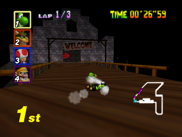 Mario Kart 64 - Special Cup - Banshee Boardwalk 3.