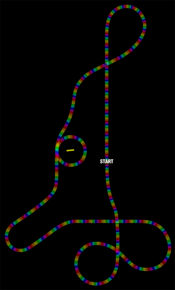 Mario Kart 64 - Special Cup - Rainbow Road raceway map.