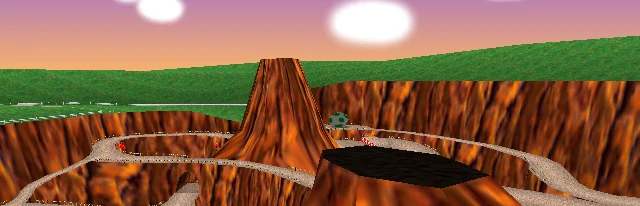 Mario Kart 64 - Special Cup - Yoshi Valley landscape.