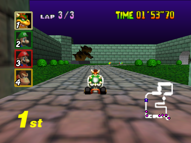 Mario Kart 64 - Star Cup - Bowser's Castle 1.