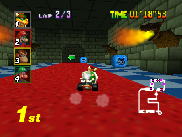 Mario Kart 64 - Star Cup - Bowser's Castle 2.