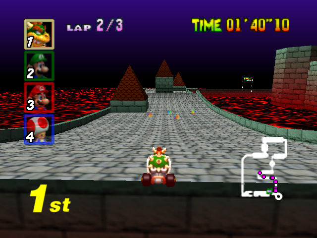 Mario Kart 64 - Star Cup - Bowser's Castle 4.