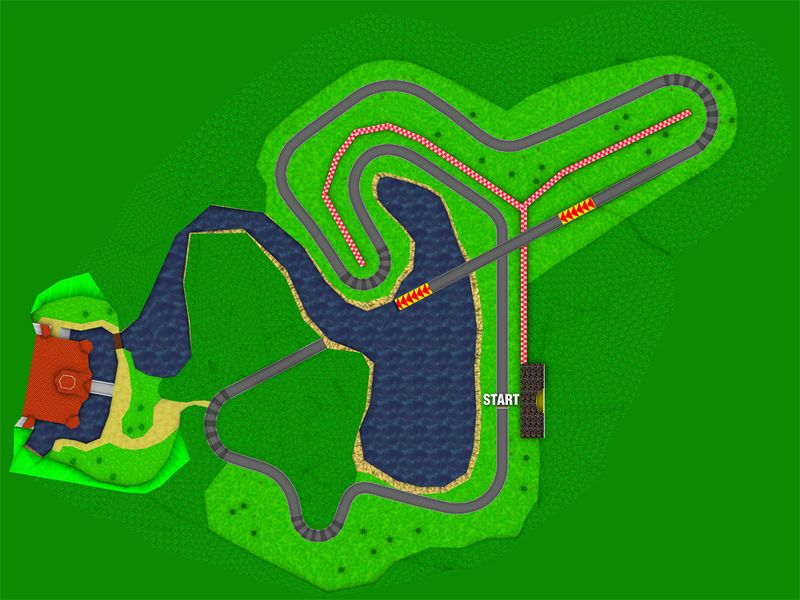 Mario Kart 64 - Star Cup - Royal Raceway raceway map.