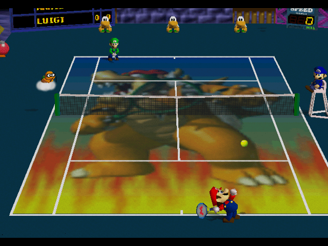 Mario Tennis for N64 Bowser Court.