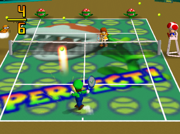 Mario Tennis Piranha match.