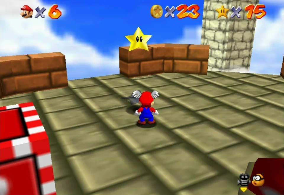 Super Mario 64 - 5. Tower of the Wing Cap 8 Red Coins - Peach's Castle Secret Stars 3.