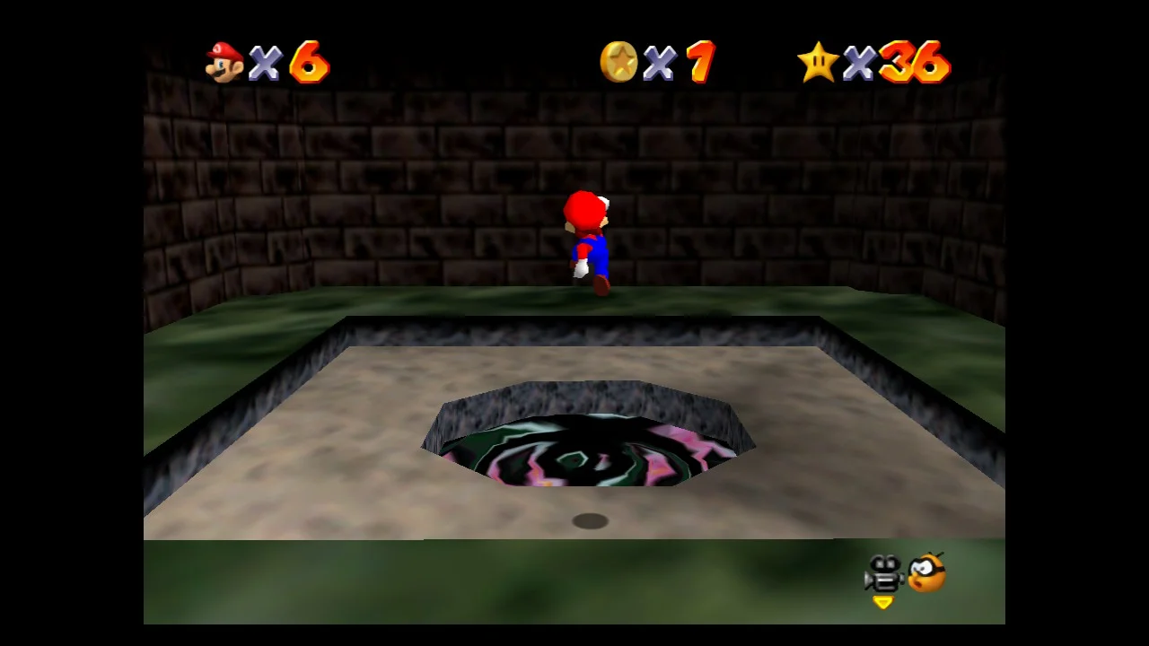 Super Mario 64 - 6. Cavern of the Metal Cap 8 Red Coins - Peach's Castle Secret Stars 2.