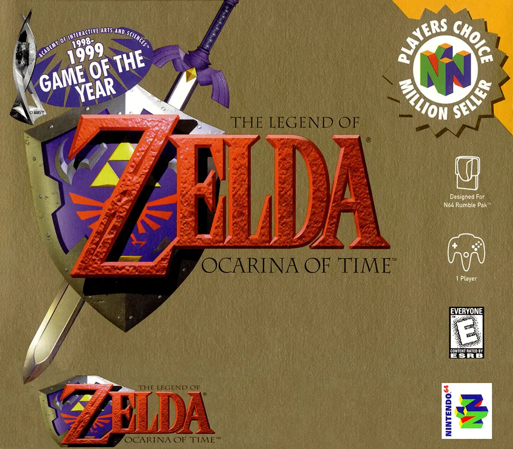 N64® The Legend of Zelda: Ocarina of Time game box front.