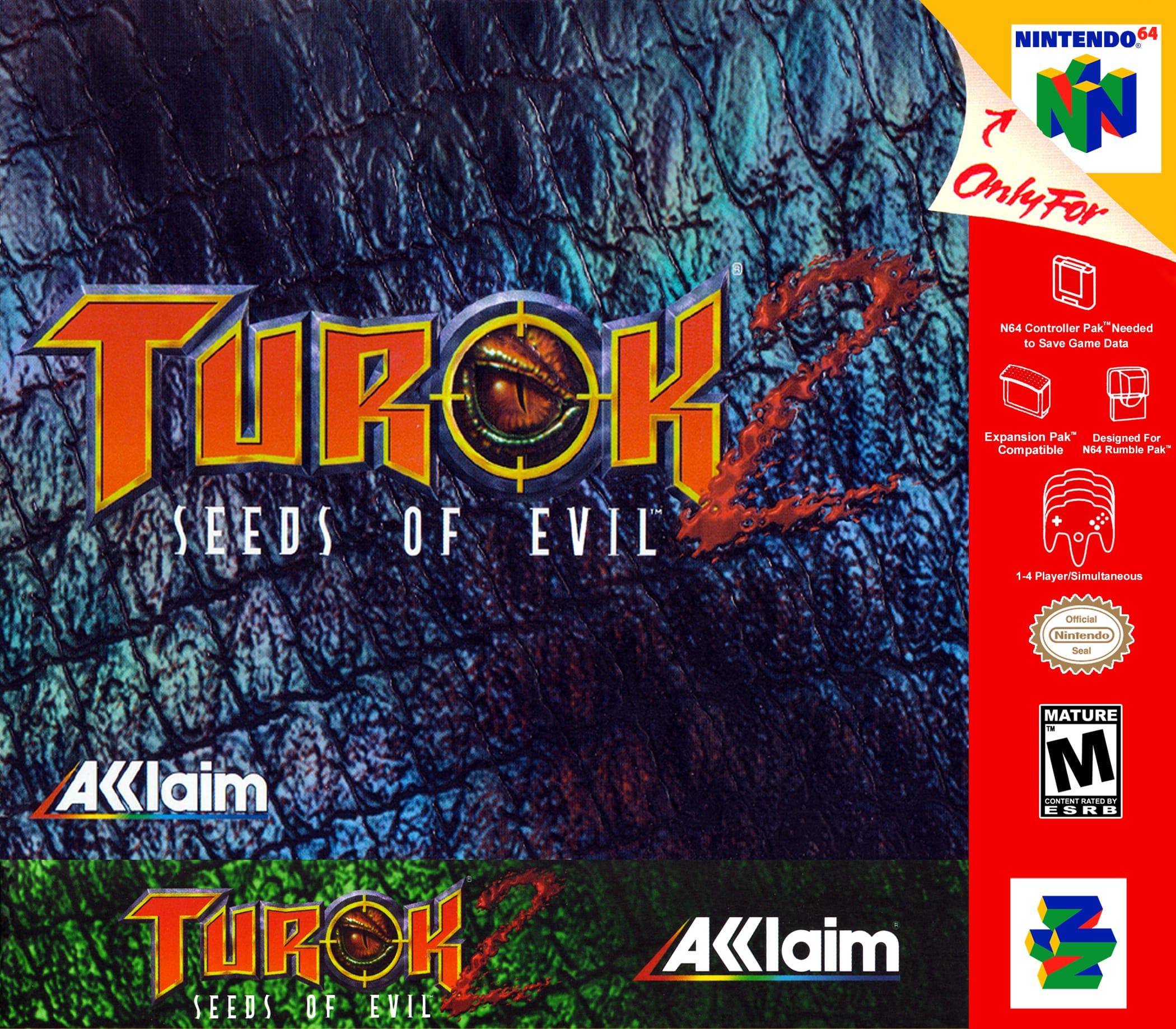 N64® Turok 2: Seeds of Evil game box front.