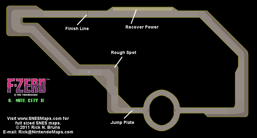 F-Zero Queen League 1 Mute City II Race Track Map.