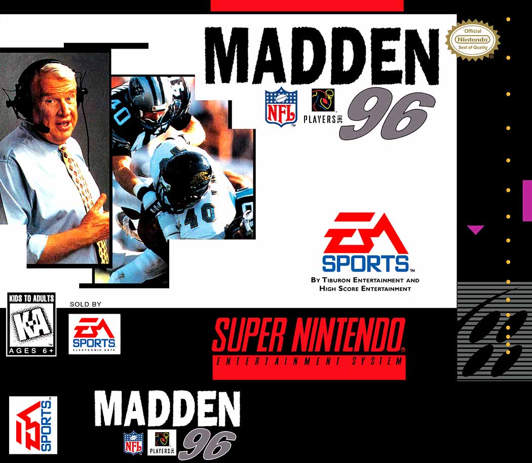 SNES - Super Nintendo® Entertainment System® Madden NFL 96 game box front.
