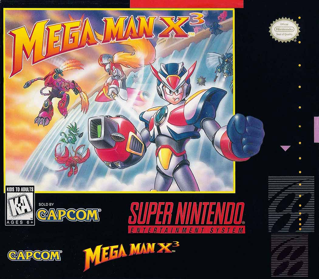 SNES - Super Nintendo® Entertainment System® Mega Man X3 game box front.