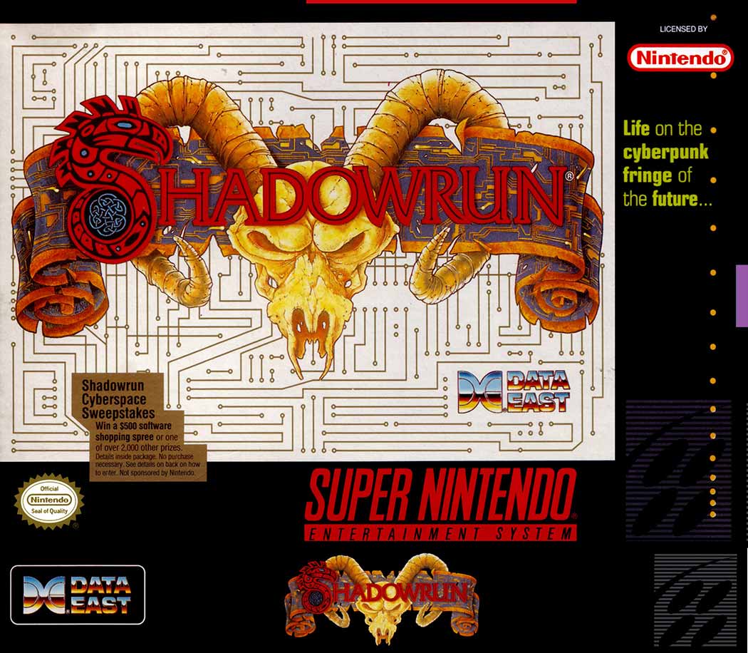 SNES - Super Nintendo® Entertainment System® Shadowrun game box front.