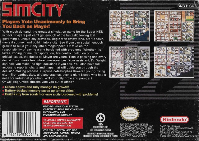 SimCity Players Unanimously to bring you back as Mayor.