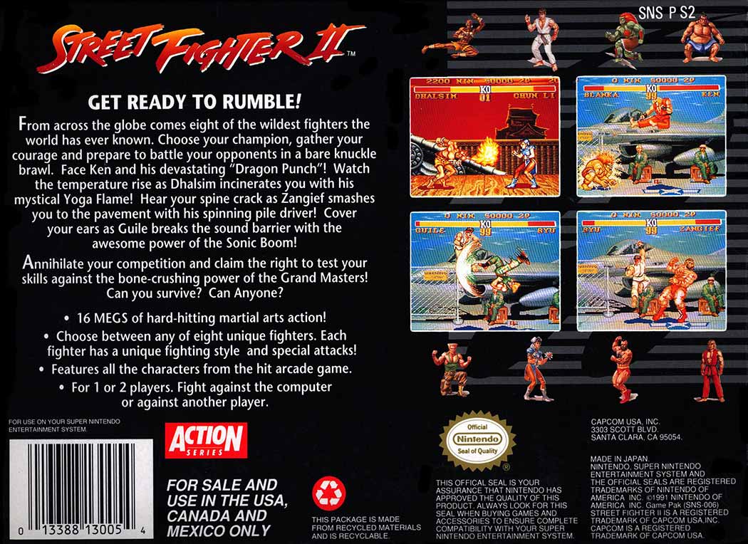 Street Fighter II box back.