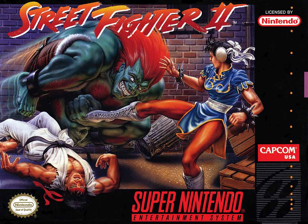 SNES - Super Nintendo® Entertainment System® Street Fighter II game box front.