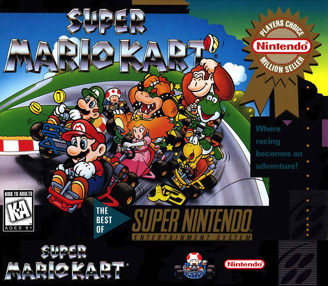 SNES - Super Nintendo® Entertainment System® Super Mario Kart game box front.