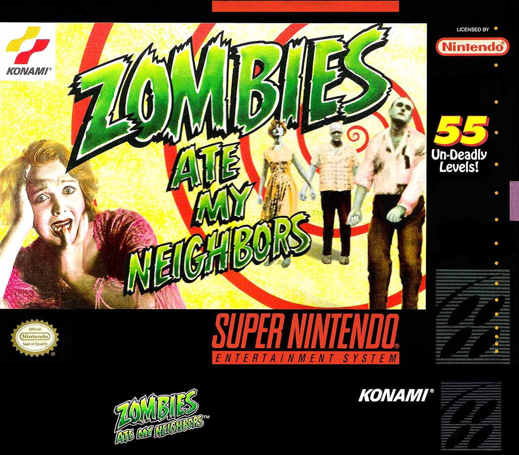 SNES - Super Nintendo® Entertainment System® Zombies Ate My Neighbors game box front.
