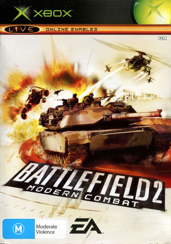 Original Xbox Game Console Battlefield 2: Modern Combat game box front.