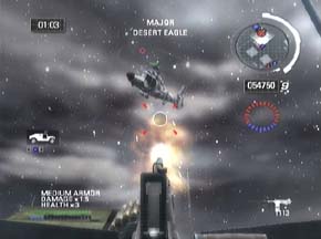 Battlefield 2: Modern Combat moon over a dark erie old west town at night.