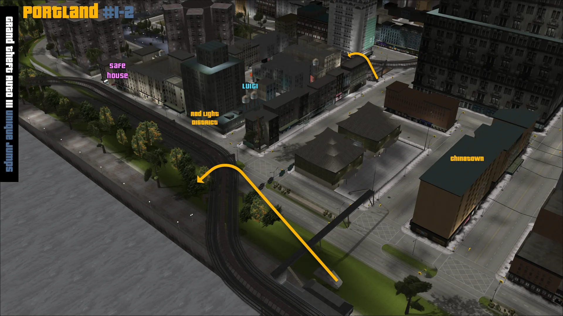 Grand Theft Auto III Stunt Jumps Portland 1 map.
