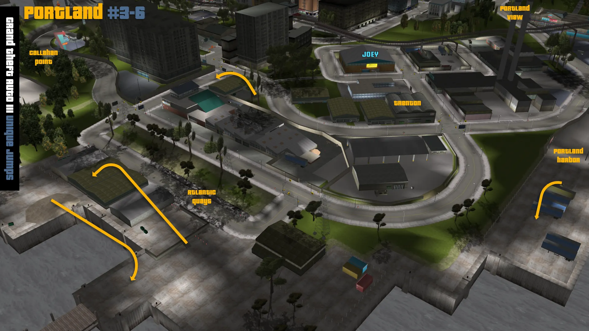 Grand Theft Auto III Stunt Jumps Portland 2 map.