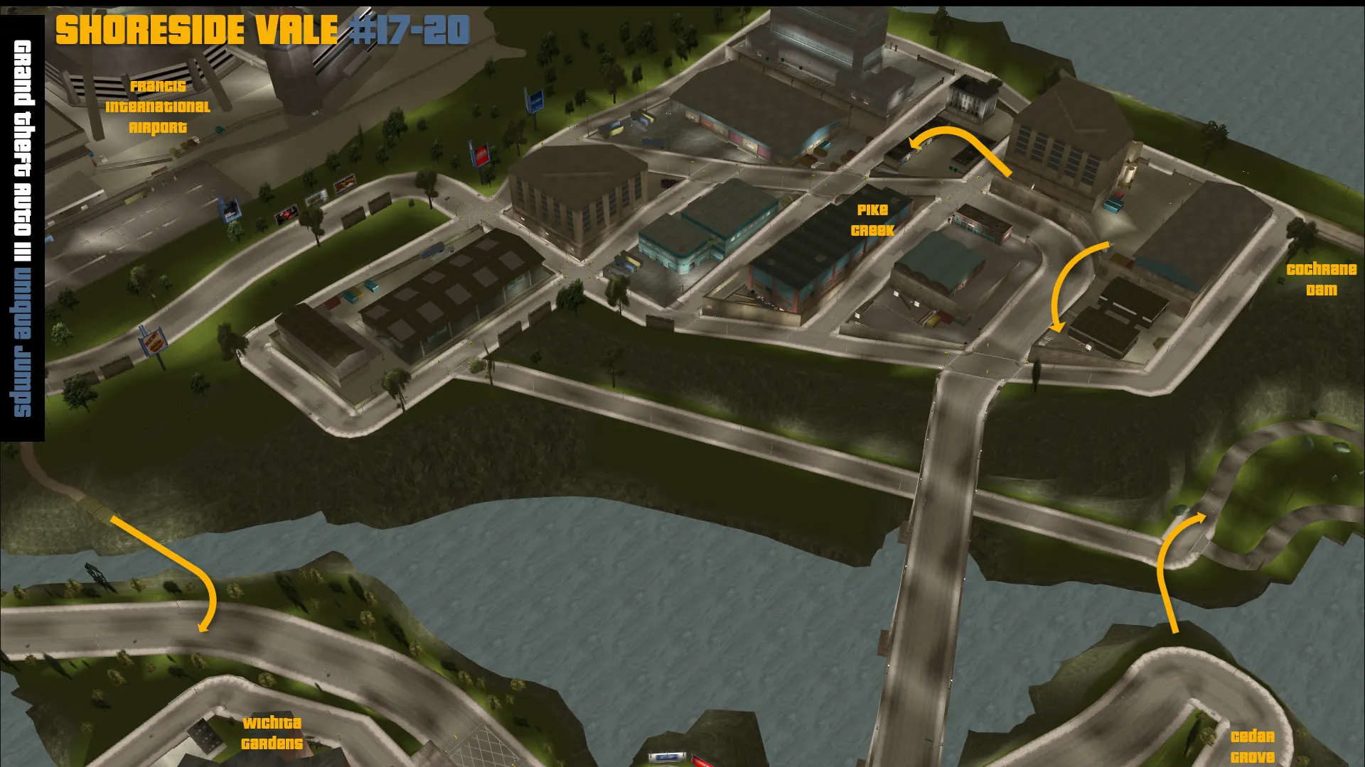 Grand Theft Auto III Stunt Jumps - Shoreside Vale 1 map.