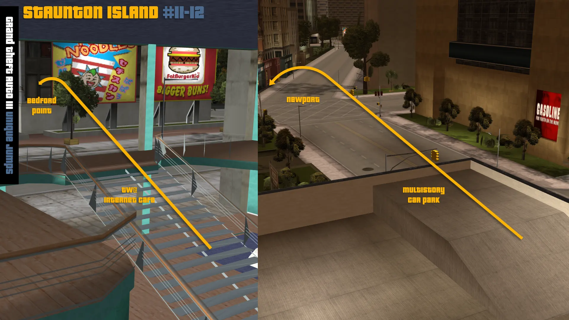 Grand Theft Auto III Stunt Jumps - Staunton Island 1 map.
