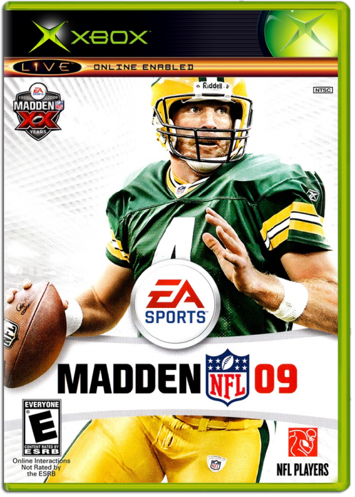 Original Xbox Game Console Madden NFL 09 game box front.