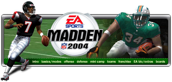Madden NFL 2004 navigation.