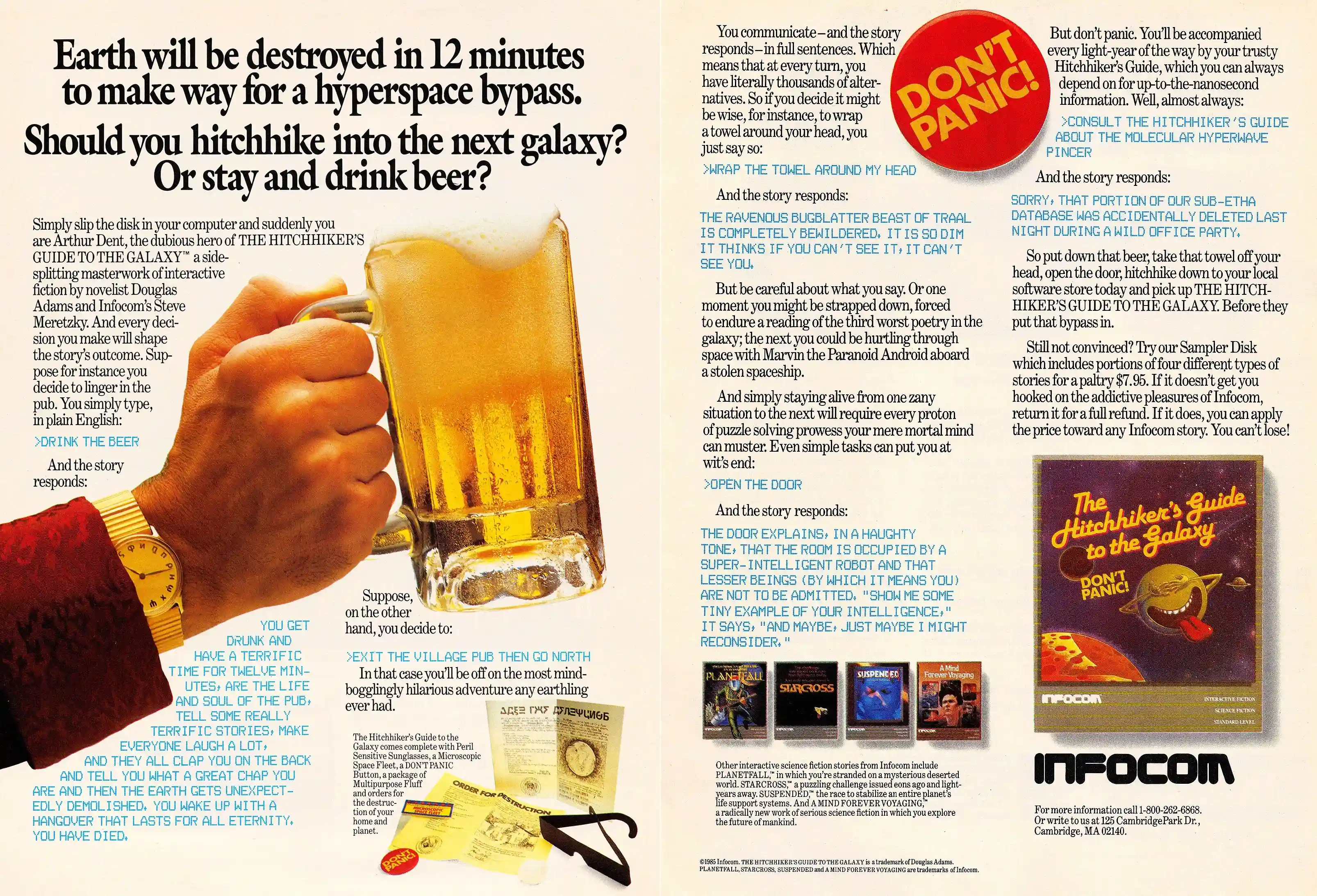 The Hitchhiker’s Guide to the Galaxy magazine ad by InfoCom.