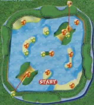 Diddy Kong Racing Darkwater Beach (T.T. Trial) map.