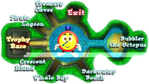 Diddy Kong Racing - Sherbet Island map.