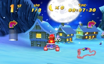 Diddy Kong Racing Frosty Village map.